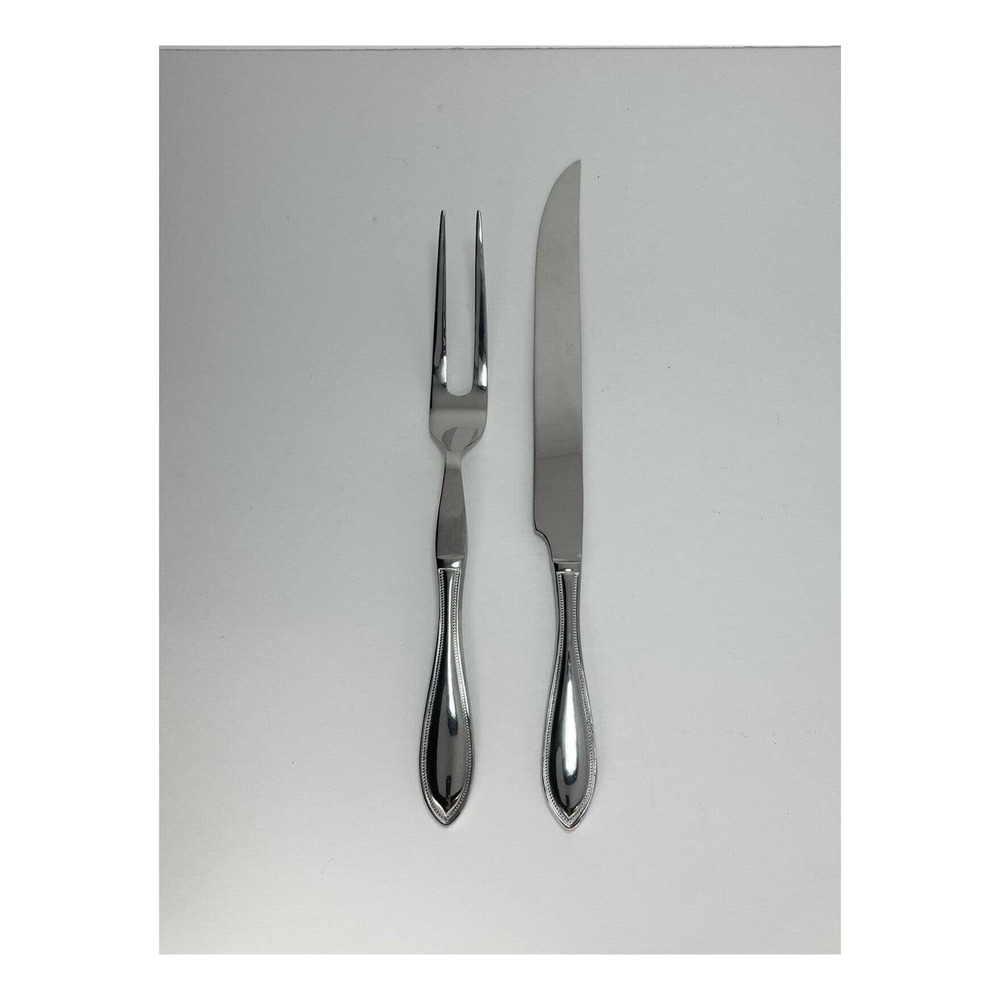 RSVP RXV5 Beaded, 2-Piece Carving Knife 12 1/4” & Fork 10 1/2” Stainless 18/10